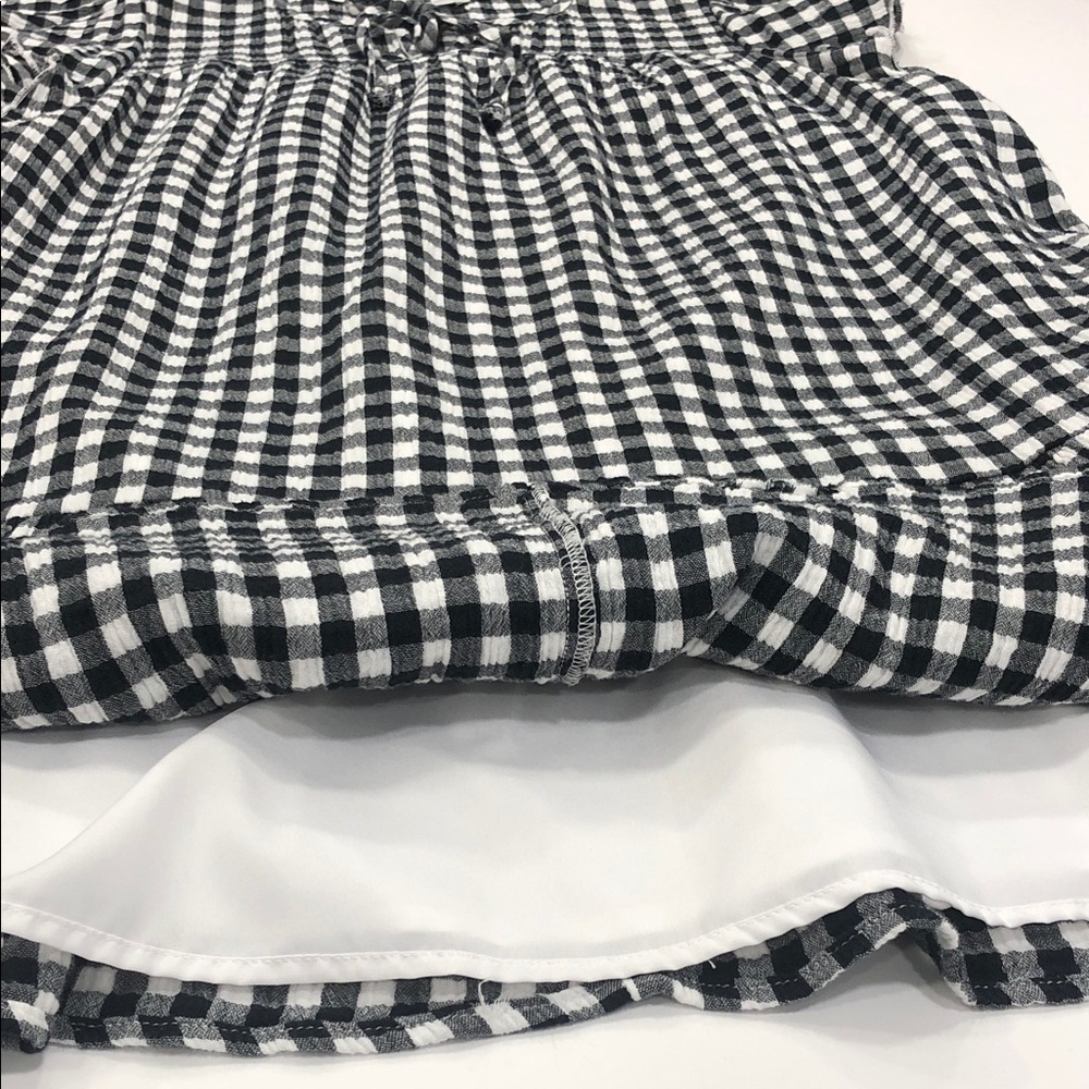 Denver Hayes Black and White Gingham Tie-Neck Ruffled Shift Dress - Picture 10 of 13